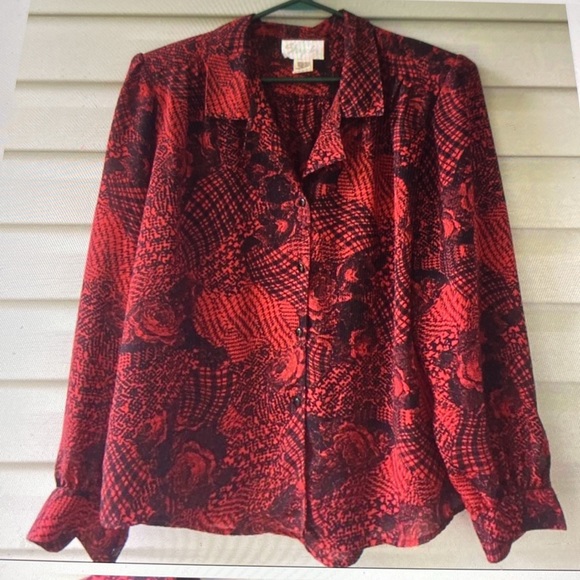 Vintage blouse semi sheer Shapely size Large - Picture 2 of 7